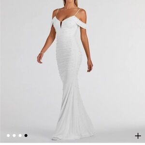 Charlene Formal Faux Pearl Mesh Mermaid Dress